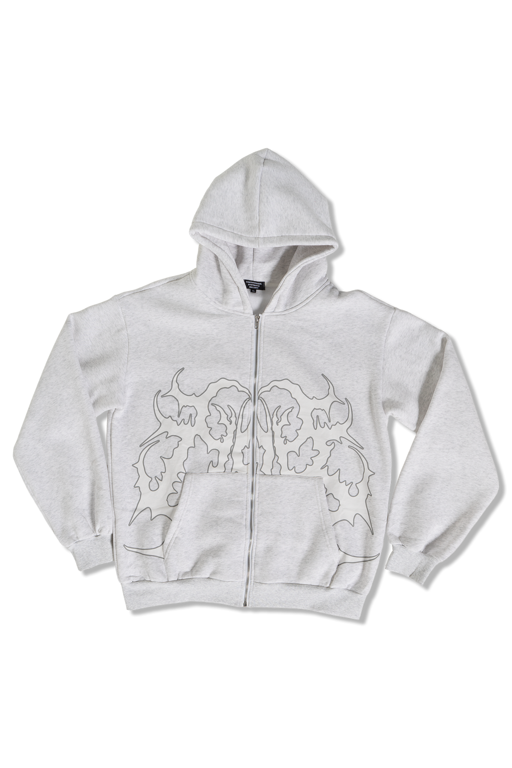 GREY MARLE BIG LOGO ZIP-UP HOODIE